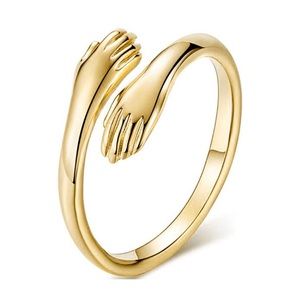 Stainless Steel Hand Style Hug Embrace Statement Gold